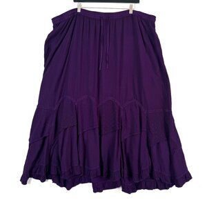 ADDED DIMENSIONS CATHERINES Tiered Lace Embroidered Whimsigoth Maxi Skirt 1X